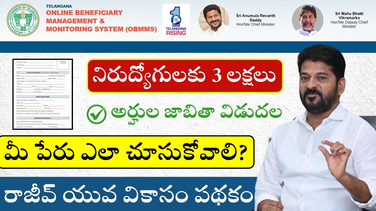 రాజీవ్ యువ వికాసం పథకం 2025 అర్హుల జాబితా విడుదల..జాబితాలో మీ పేరు ఎలా చూసుకోవాలి? | రాజీవ్ యువ వికాసం పథకం